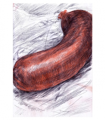 Fleischwurst farbig, Kunstdruck A3